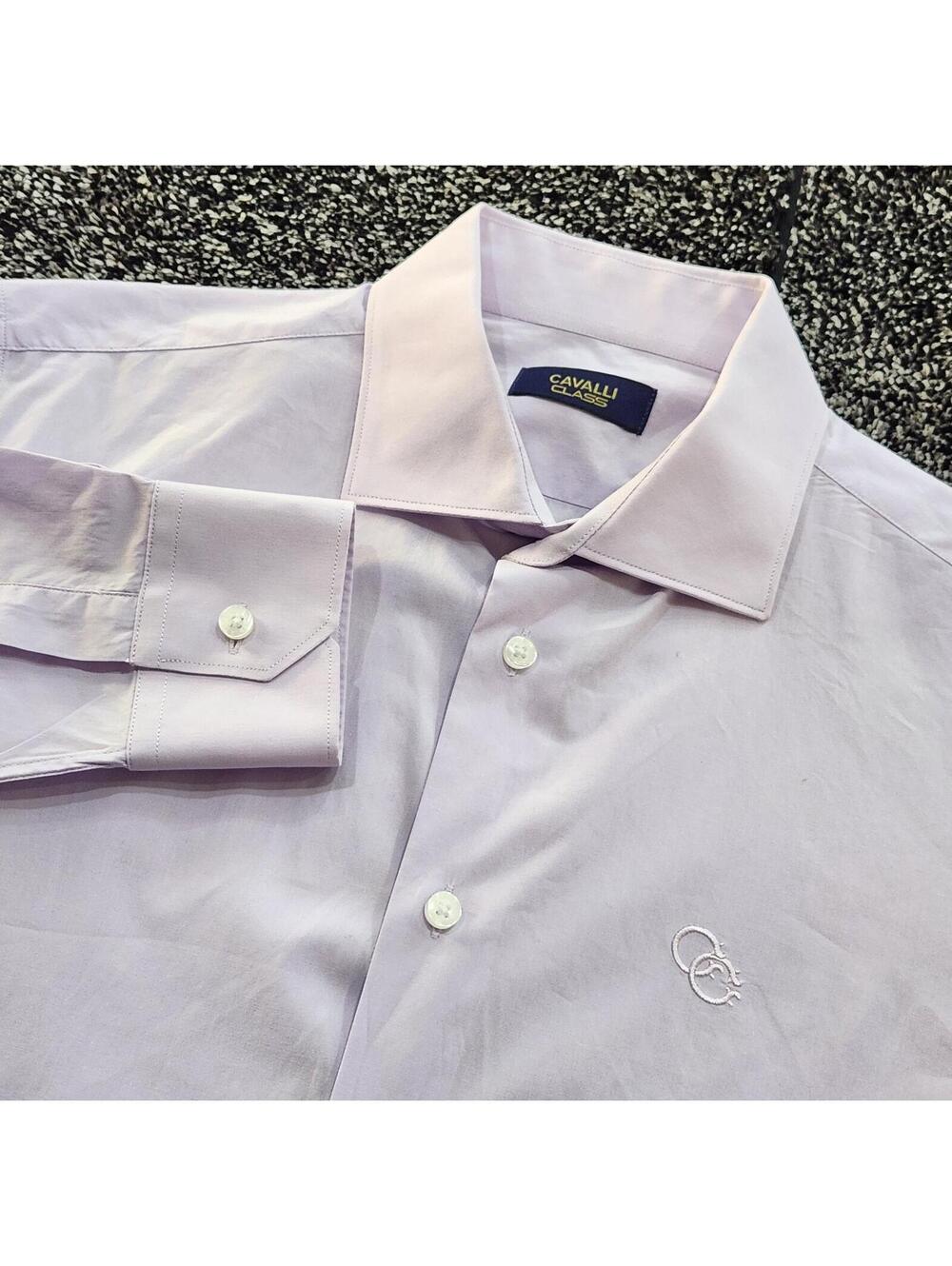 Cavalli Class Men's Light Lilac Dress Shirt Size 42 / 16.5 retail $325